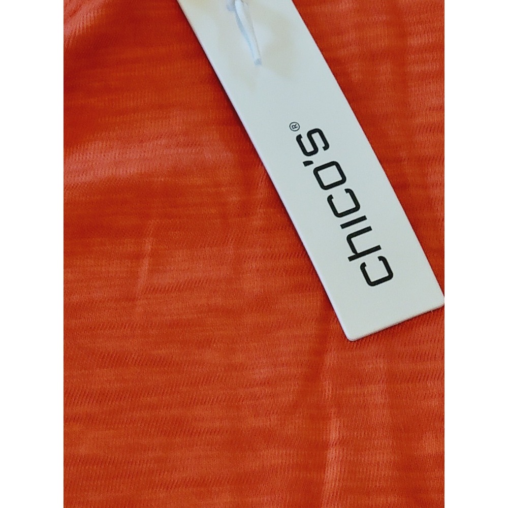 Chico's 2 Cotton Slub T-Shirt Flutter‎ Ruffle Sleeve Orange Blossom Large NWT - Picture 6 of 8